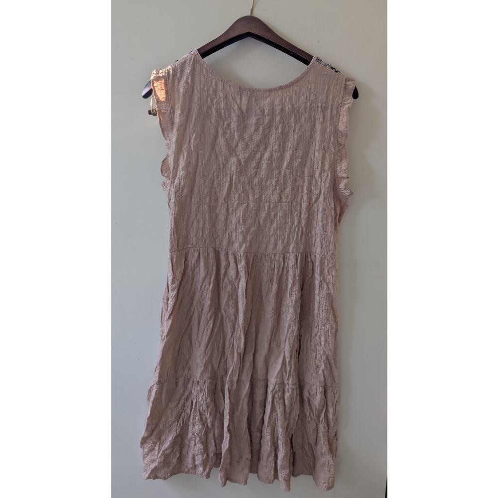 Sonoma Goods For Life Pink Embroidered Tiered Sleeveless Gauze Boho Dress Medium - Picture 2 of 7